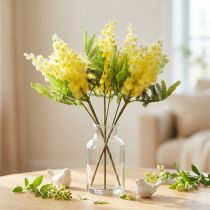 Artikel Kunstplant Zilver Acacia Mimosa Geel Bloeiend 53cm 3 Stuks