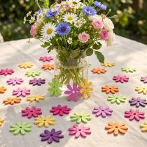 Artikel Strooidecoratie hout bloemen tafeldecoratie zomer kleurrijk Ø4cm 72 st