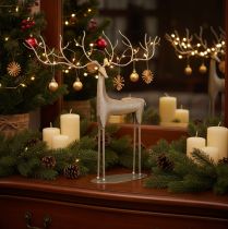 Artikel Decoratieve hertensculptuur met groot gewei, moderne metalen look, 48 cm