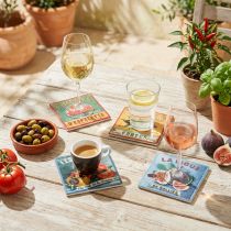 Artikel Onderzetters voor glazen keramiek fruitgroenten 10×10cm 4st