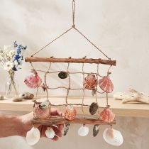 Artikel Hangdecoratie maritieme visnetdecoratie schelpen 50x32cm