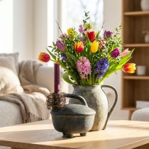 Artikel Decoratieve vaas kan keramiek antiek look antraciet beige 18cm