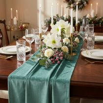 Artikel Fluwelen tafelloper groen turkoois, decoratieve stof 28×270cm - elegante tafelloper voor uw feestelijke decoratie