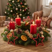 Artikel Sterren voor adventskrans Kerstdecoratie jute rood 15cm 8 st