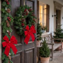 Artikel Decoratieve strik rood fluwelen strik 4cm breed Kerststrik voor buiten 15×18cm 2st