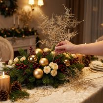 Artikel Kunstvaren Kerst siervaren champagne 54cm 2st