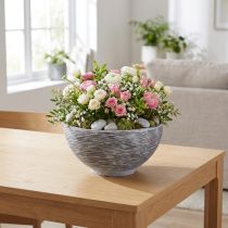 Artikel Decoratieve schaal ronde plantenschaal grijs zwart Ø35cm H18cm
