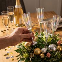 Artikel Oudjaarsavond decoratie champagne glas plug zilver 7,5cm L27cm 12 stuks