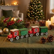Artikel Kersttrein spoorwegdecoratie houten locomotief H7,5cm 4 stuks