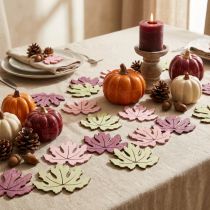 Artikel Houten decoratie, herfstbladeren, tafeldecoratie, paars, roze, groen, 4 cm, 72 stuks