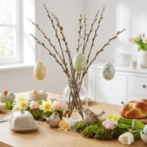 Artikel Decoratieve paaseieren voor het ophangen van bloemen gemarmerd 7cm 3st