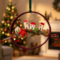 Artikel Decoratieve ring jute decoratielus rood donkerrood 4cm Ø30cm 2st