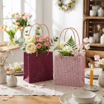 Artikel Papieren cadeauzakjes met hengsels bordeaux roze 12x12cm 8 st