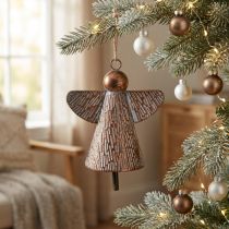 Artikel Decoratieve bel beschermengel metaal brons 19,5x12x19cm vintage shabby chic kamerdecoratie