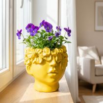 Artikel Plantenkop buste polyresin plantenbak geel 13,5×13×14cm