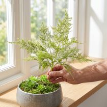 Artikel Kunstvaren kunstplant in groen gevlokt L45cm
