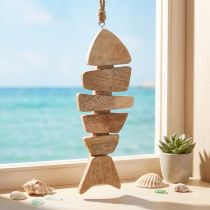 Artikel Houten vis om op te hangen maritieme jute naturel 27cmx2cmx10cm