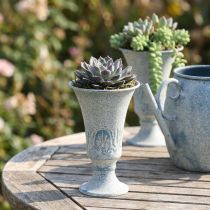Artikel Decoratieve kelk antiek wit blauw metaal tafeldecoratie Ø11cm H17.5cm