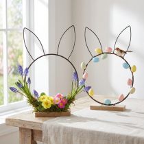 Artikel Konijn Decoratie Ring Metaal Hout Natuurlijk Zwart Ø20cm 2st