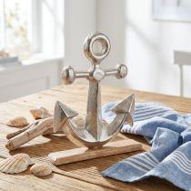 Artikel Decoratief anker, metaal en hout in naturel zilver, 25,5 x 5,5 x 31 cm
