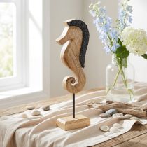 Artikel Zeepaarddecoratie met parels mangohout tafeldecoratie 28cm