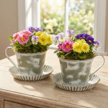 Artikel Decoratieve beker metaal wit gewassen antiek Ø9cm H8cm 2 stuks
