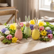 Artikel Decoratieve konijnenfiguurtjes in een eivorm voor een lenteachtige huisdecoratie, 12 cm, 3 stuks