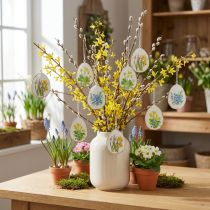 Artikel Paaseieren met lentebloemen, ideaal voor paasboeketten of als vensterdecoratie, 8 cm, 8 stuks
