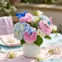 Artikel Decoratieve vlinders veer vlinder roze, blauw 6cm 24 st