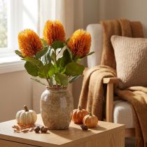 Artikel Kunstbloemen, Banksia, Proteaceae Oranje L58cm H6cm 3 stuks
