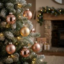 Artikel Glazen kerstballen glas goud roos Ø4cm 24 stuks