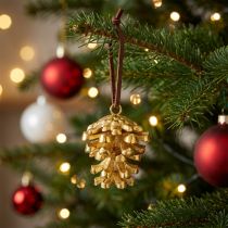 Artikel Dennenappel decoratie kegels om op te hangen Goud H6cm