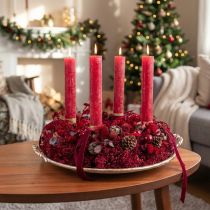 Artikel Decoratieve krans, gedroogde bloemen, Bordeaux Lepidium, wanddecoratie, elegant, natuurlijk, Ø33cm