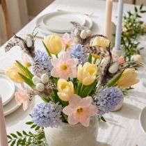 Artikel Decoratieve stokjes met veren, gemaakt van natuurlijke veren, paasdecoratie voor elegante arrangementen, 37 cm, 12 stuks