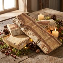 Artikel Houten dienblad met boomschorsdecoratie van berkenhout 25×10×2cm 4 stuks