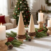 Artikel Kerstboomhout natuurlijke tafeldecoratie Kerstmis H18cm 2 st