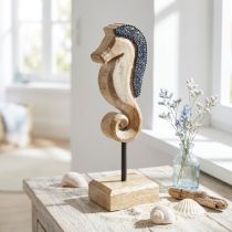 Artikel Zeepaardje decoratie met parels mangohout decoratie maritiem 20cm