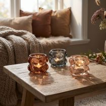 Artikel Theelichtglas getinte theelichthouder glas Ø8cm H6,5cm 3st