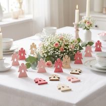 Artikel Houten engel voor het strooien roze, roze, wit 4cm 72 st