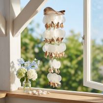 Artikel Capiz windgong hangende decoratie schelpen parelmoer Ø17cm 70cm