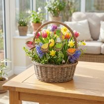 Artikel Lentedecoratie vogels met stok hout assorti H10,5cm 12 st