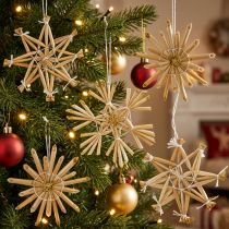 Artikel Set van 24 strosterren met gouden glitter, kerstdecoratie Ø6cm