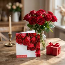Artikel Waardebonkaart rode rozen + envelop 1 st