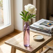 Artikel Hoge bloemenvaas, paarse flesdecoratie, glas, Ø6,5 cm, H30 cm
