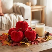 Artikel Decoratieve appels, stof, herfstdecoratie, fluweel, rood, Ø5cm, H6cm, 12 stuks