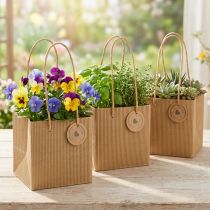 Artikel Bloempot van papier geribbeld met folie 12x12cm 8 st