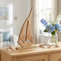 Artikel Decoratie Zeilboot Hout op Voet Natuurlijk Maritiem H57,5cm