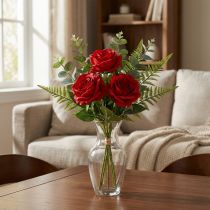 Artikel Kunstmatige decoratieve rozen felrood Ø4cm L45cm 3 stuks
