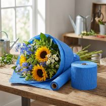 Artikel Bloem crêpe blauw B10cm gramgewicht 128g/m² L250cm 2 stuks