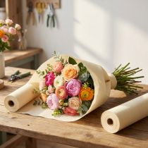 Artikel Bloem crêpe champagne crème B10cm L250cm 2st